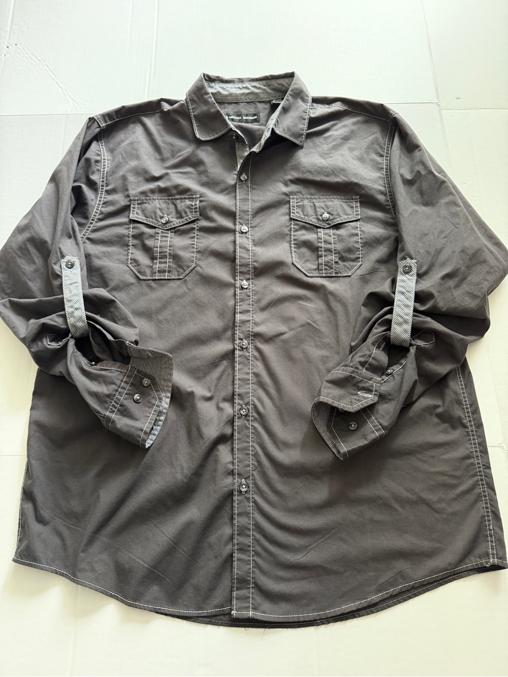 Michael Brandon Men's Dark Gray Button-Up Shirt
